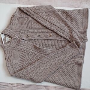 L.L Bean Cable Knit Chunky Cardigan. Woman's L fits Like M. Tan.
